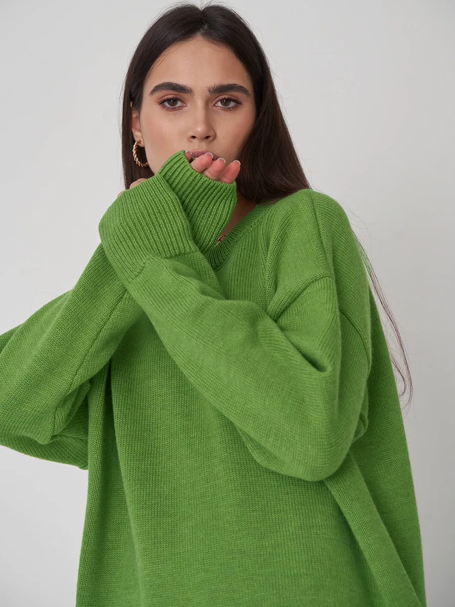Roll With The Flow O Neck Knitted Pullover - Image 5