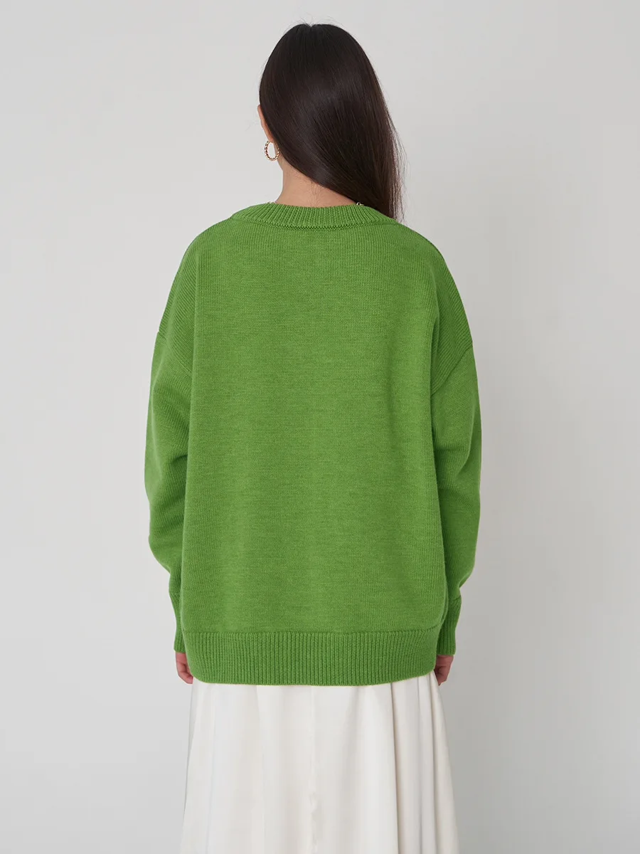 Roll With The Flow O Neck Knitted Pullover - Image 6
