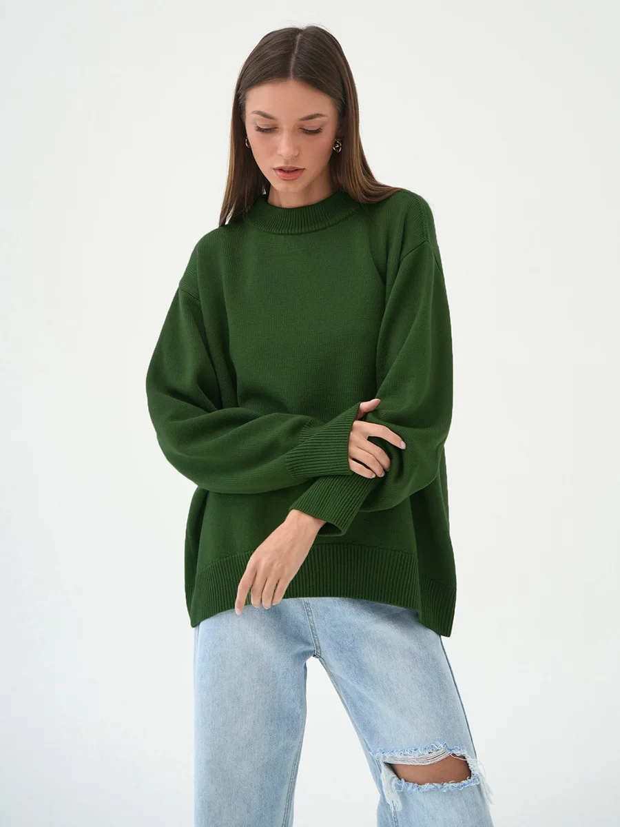 Roll With The Flow O Neck Knitted Pullover - Image 8