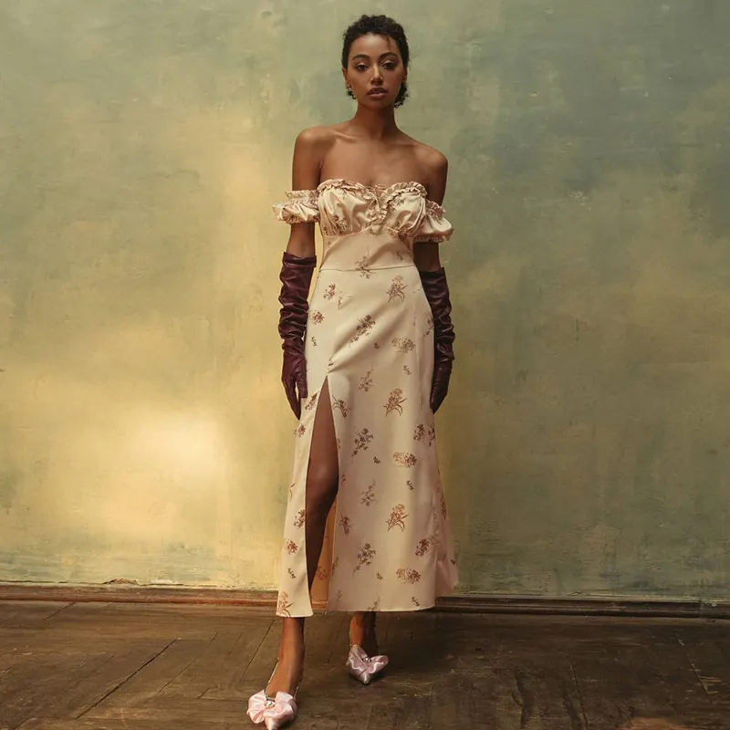 Rural Radiance Off-Shoulder Charm Dress - Image 11