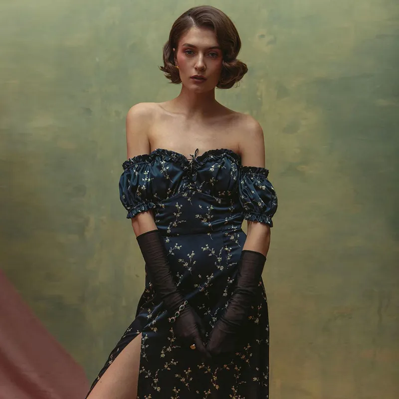 Rural Radiance Off-Shoulder Charm Dress - Image 4