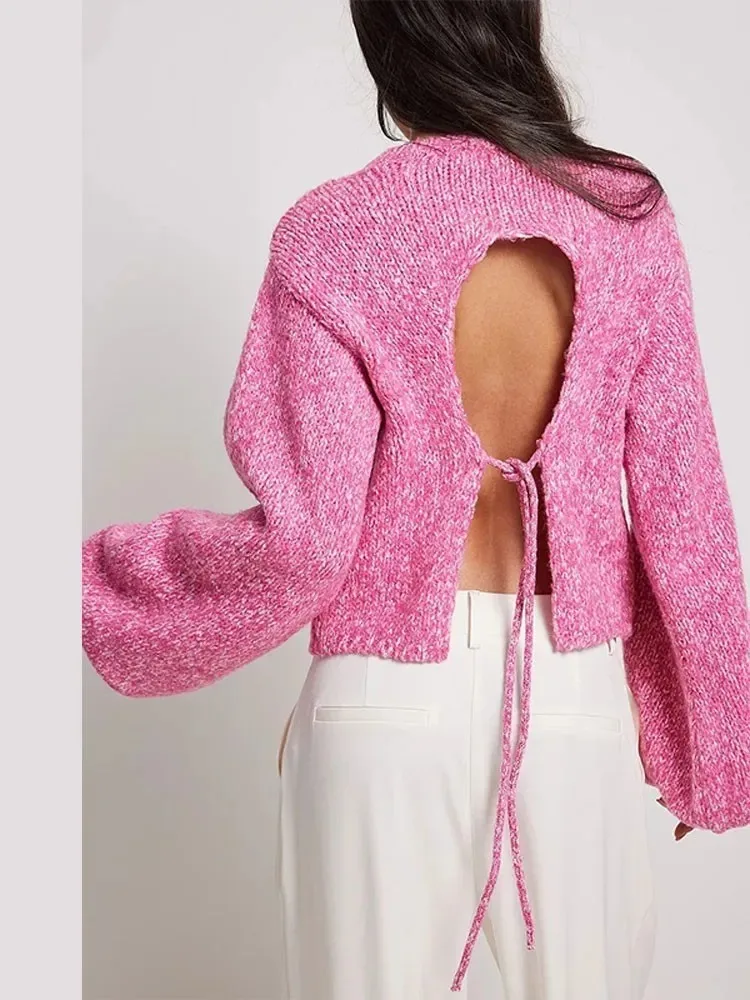 Sculpted Serenity Backless Knit Top - Image 3