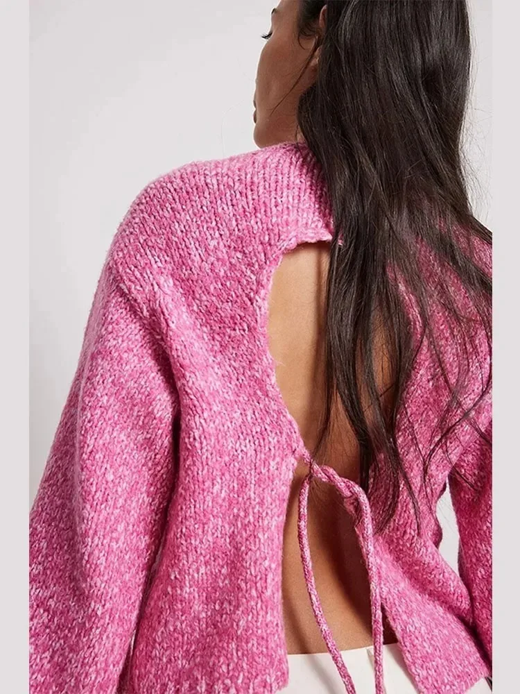 Sculpted Serenity Backless Knit Top - Image 5