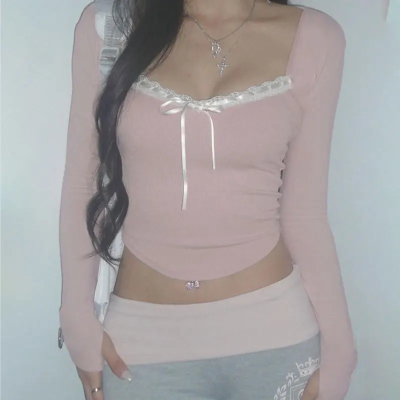 Shailene Bow Lace Trim Top - Image 3