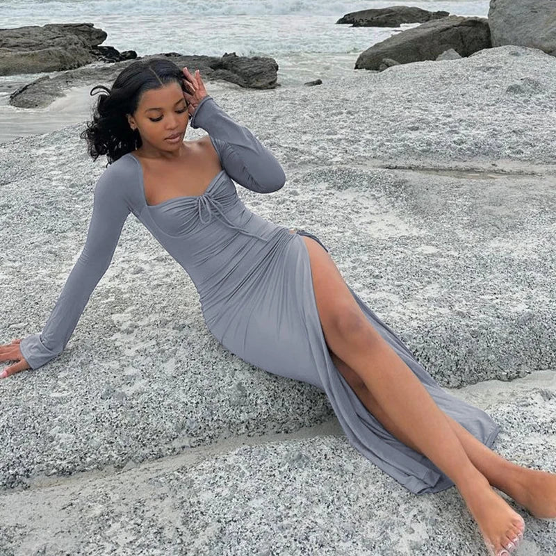 Sizzle Split Ruched Maxi Dress - Image 4