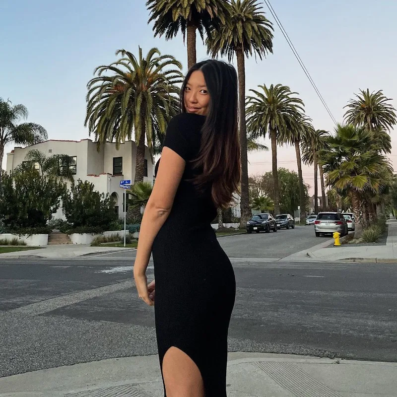 'Sleek Latte' Slit Dress - Image 8
