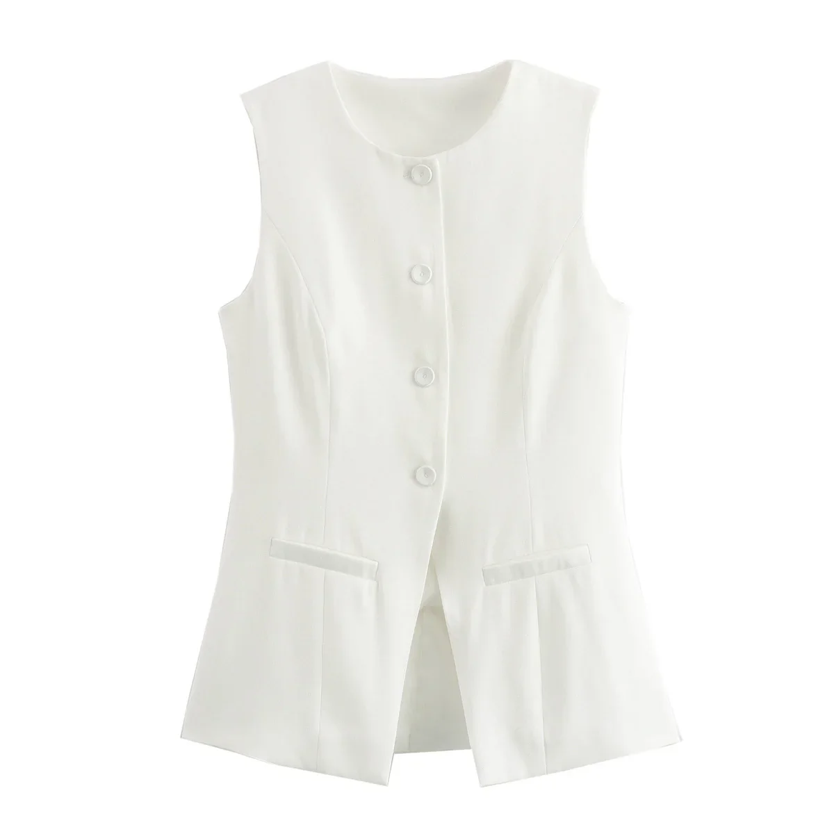 So Dramatic Button Up Vest Top - Image 4