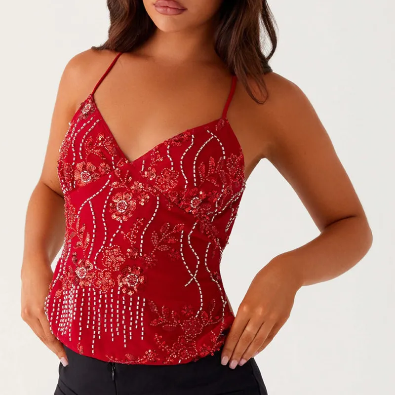 Solana Sequin Halter Top - Image 2