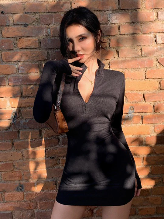 Starlit Ribbed Mini Dress - Image 2