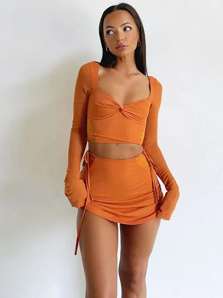 Sweetheart Tangerine Dream Mini Skirt Set - Image 5