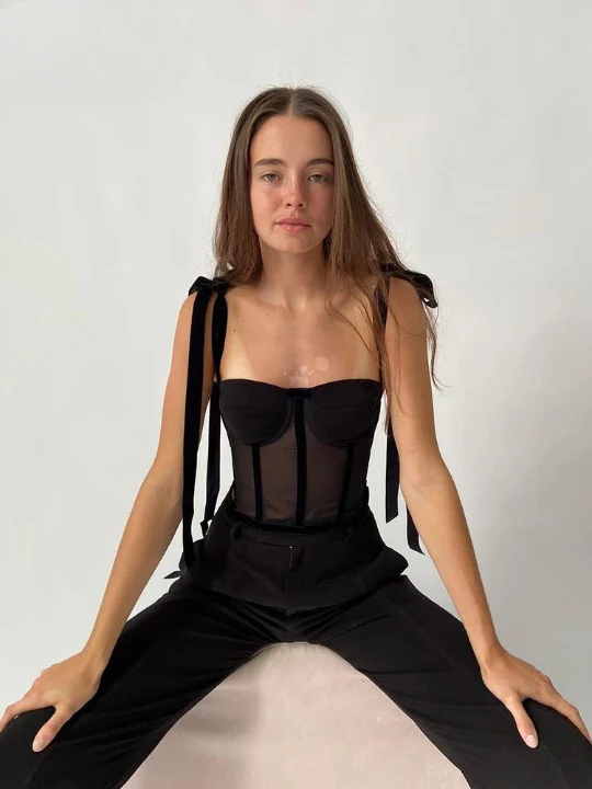 Tempting Meshed Beauty Lace Up Top - Image 2