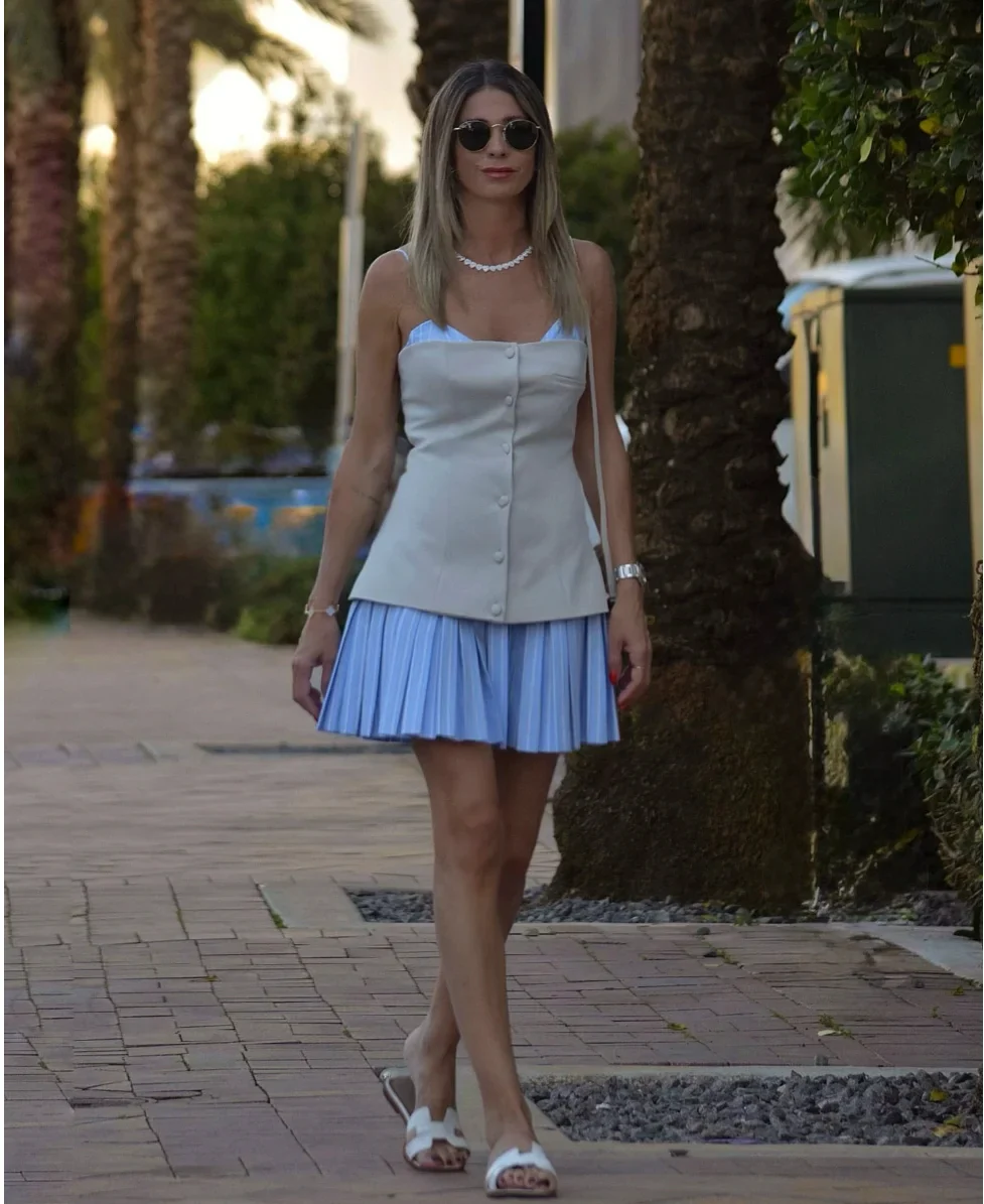 Trina Patchwork Pleated Mini Dress - Image 10