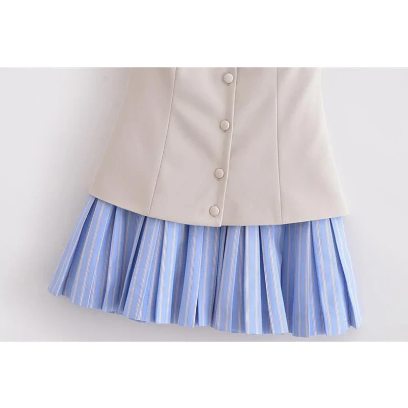 Trina Patchwork Pleated Mini Dress - Image 5