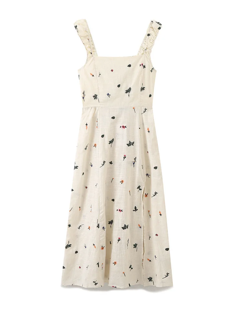 Tropical Backless Embroidered Dress - Image 6