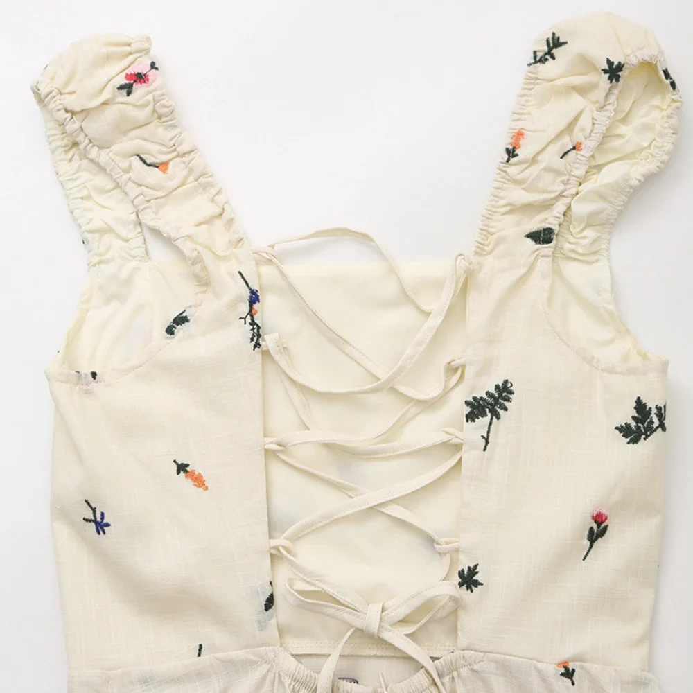 Tropical Backless Embroidered Dress - Image 8