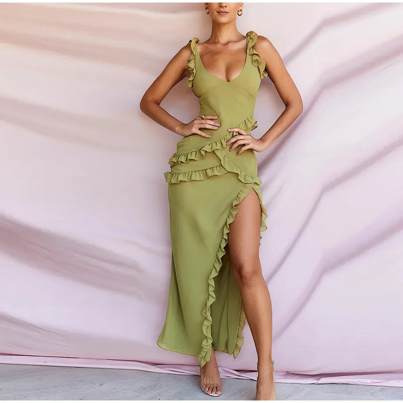 Twisty Twirl High Slit Ruffle Dress - Image 16