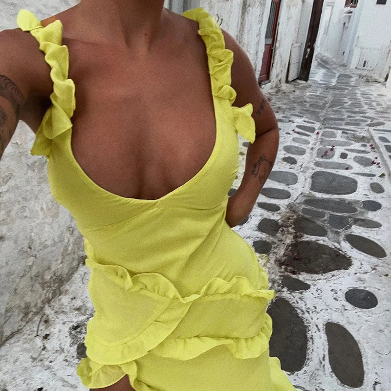 Twisty Twirl High Slit Ruffle Dress - Image 20