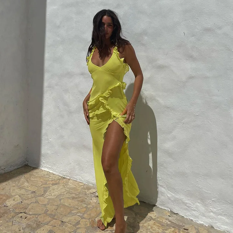 Twisty Twirl High Slit Ruffle Dress - Image 22
