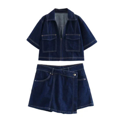 Uncommon Cropped Shirt Denim Set - Image 10