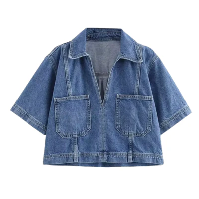 Uncommon Cropped Shirt Denim Set - Image 16