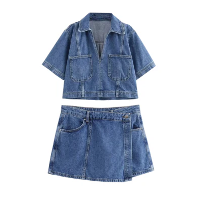 Uncommon Cropped Shirt Denim Set - Image 17