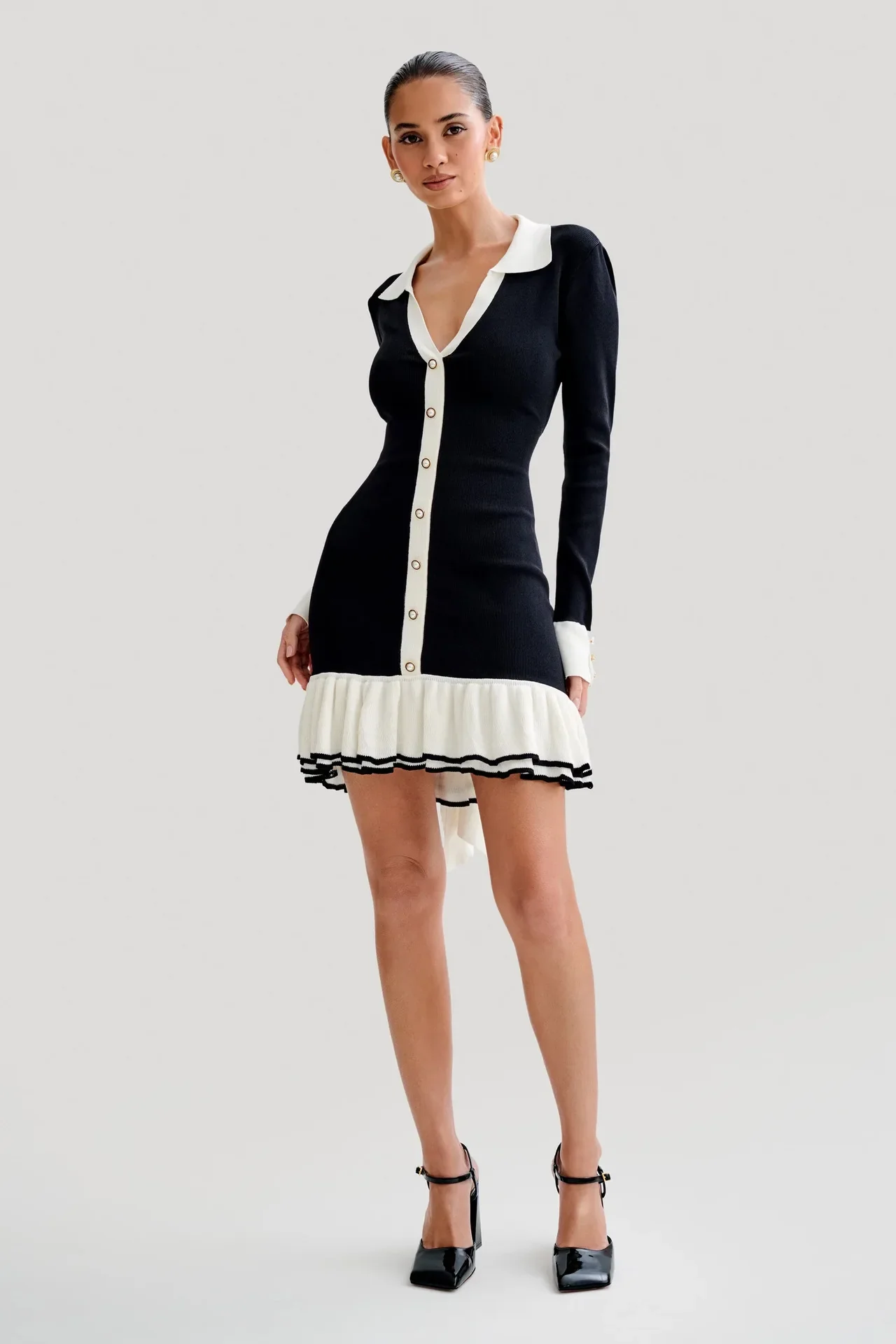 Vallen Ruffled Bow Knit Mini Dress - Image 12