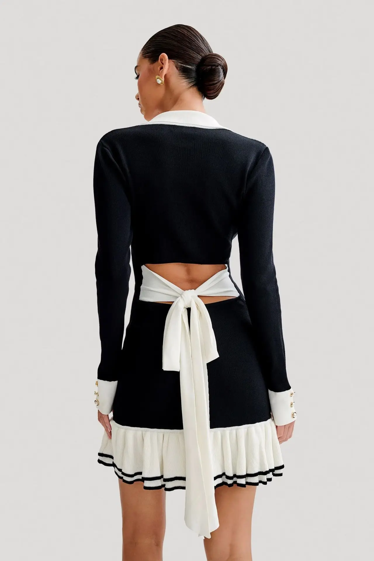 Vallen Ruffled Bow Knit Mini Dress - Image 14