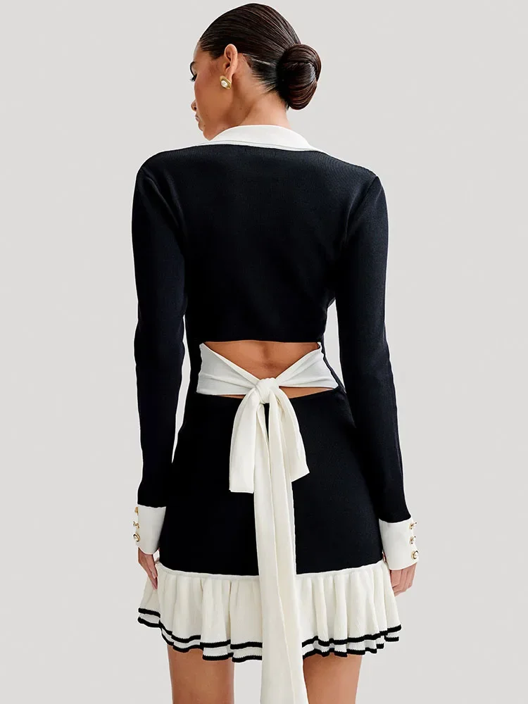 Vallen Ruffled Bow Knit Mini Dress - Image 3