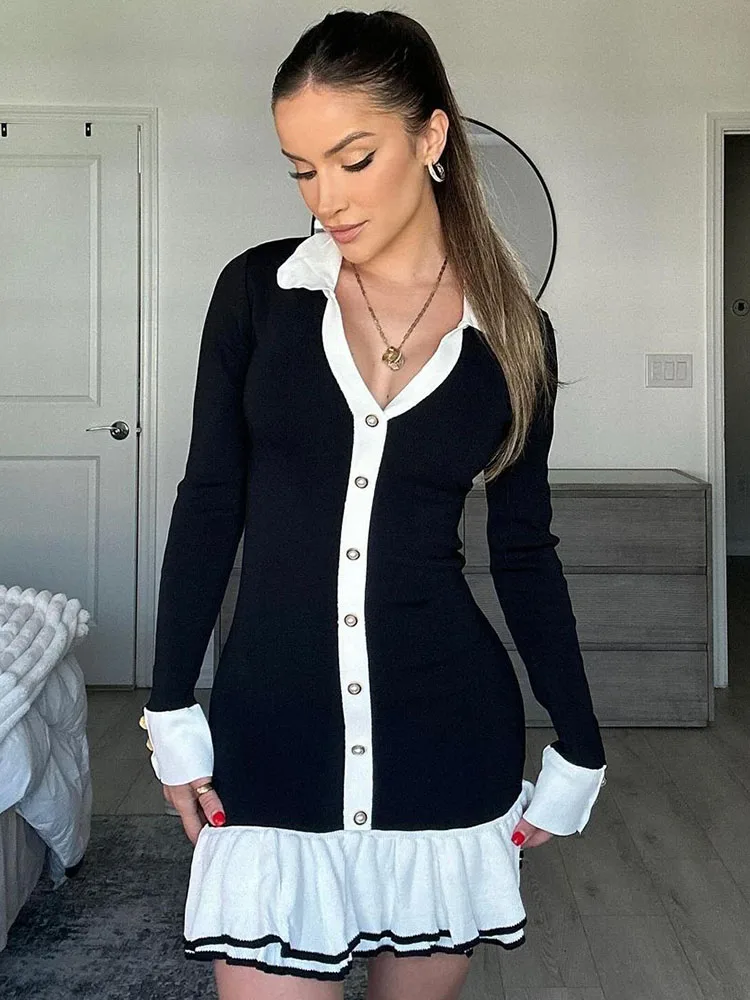 Vallen Ruffled Bow Knit Mini Dress - Image 4