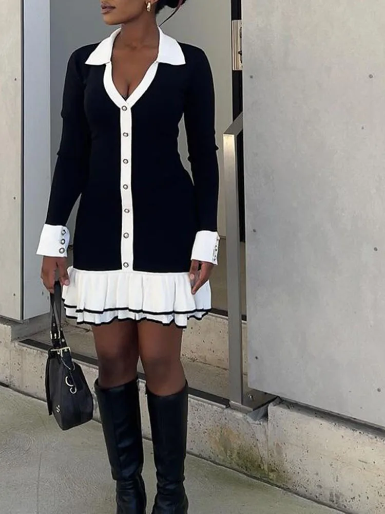 Vallen Ruffled Bow Knit Mini Dress - Image 6