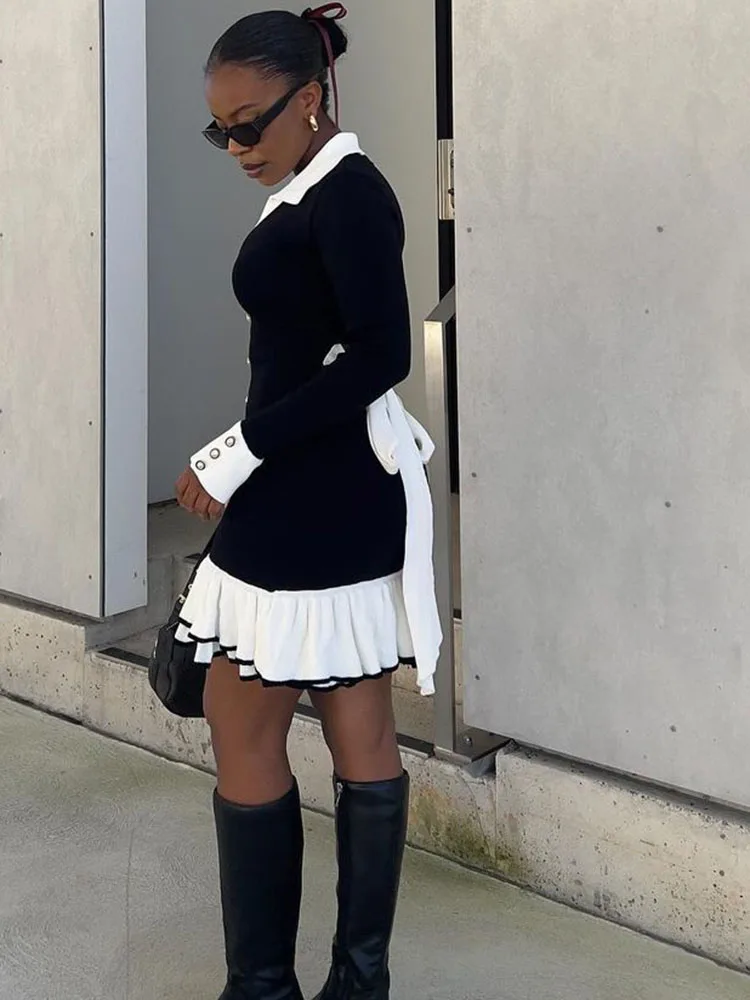 Vallen Ruffled Bow Knit Mini Dress - Image 7