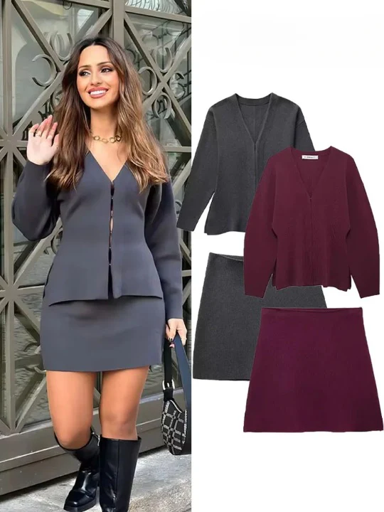 Warm Day Out Knitted Mini Skirt Set - Image 8