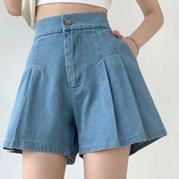 Zane Pleated Denim Shorts - Image 3