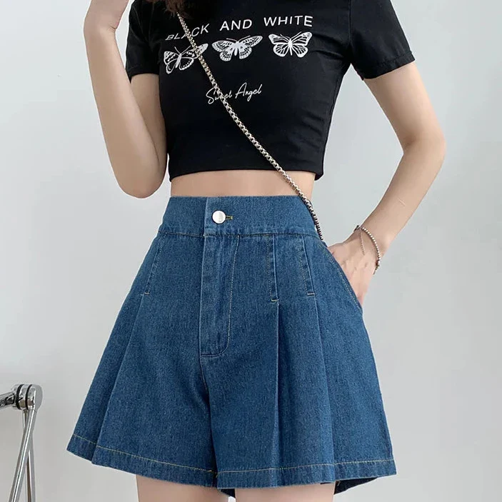 Zane Pleated Denim Shorts - Image 6